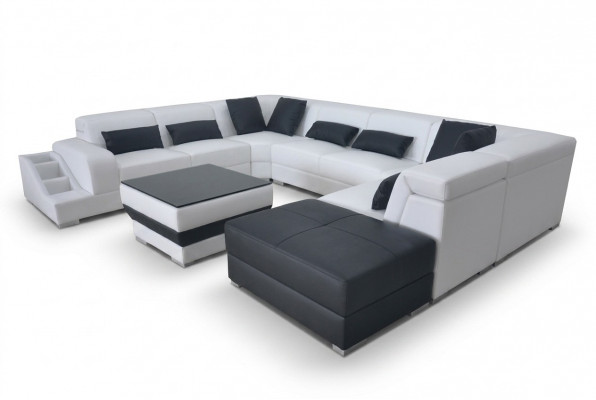 Modern Sëtz Polster Wunnlandschaft Wunnzëmmer Couch Polster Eck USB U-Form Nei