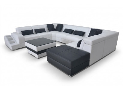 Modern Sëtz Polster Wunnlandschaft Wunnzëmmer Couch Polster Eck USB U-Form Nei