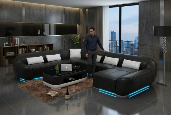 Design Lieder Ecksofa Modern Garnitur Canapé Eck Nei Wunnlandschaft Gro USB