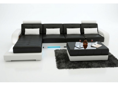 Ledercouch mat USB, Wunnlandschaft Eckcouch Eck Garnitur Design Modern Couch L6008C