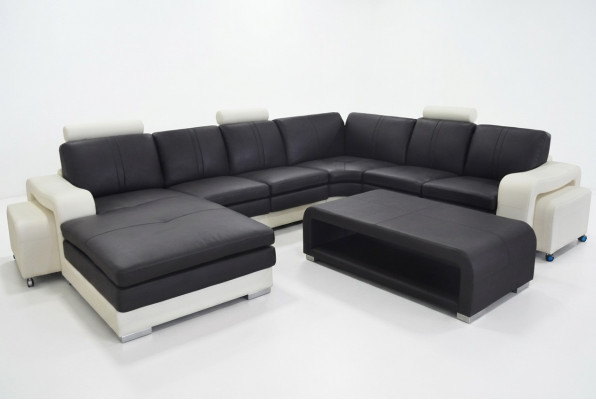 Lieder Eck Canapé +USB, Sofa Polster Sëtz Miwwel Garnitur Landschaft Modern Design