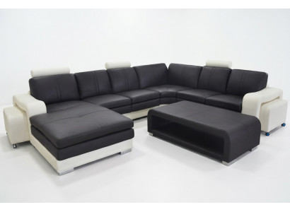 Lieder Eck Canapé +USB, Sofa Polster Sëtz Miwwel Garnitur Landschaft Modern Design
