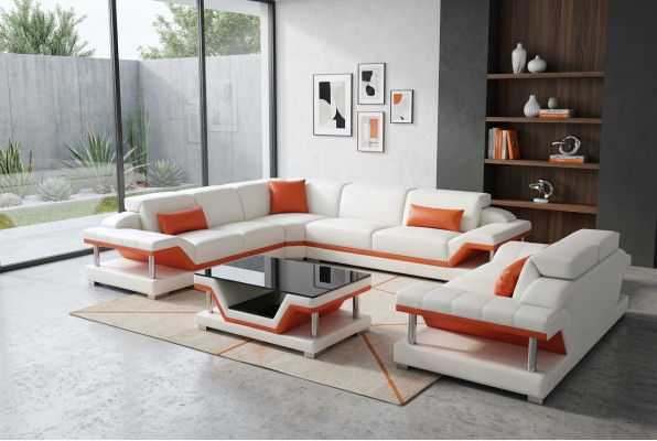 Modern Ecksofa Couch Polster Eckgarnitur Wunnlandschaft Sofa Eck Garnitur + USB