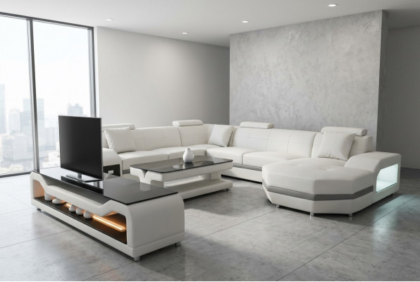 Lieder Ecksofa Eckgarnitur Eckcouch Sofa Couch Wunnlandschaft Polster Dësch USB