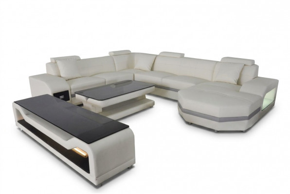 Lieder Ecksofa Eckgarnitur Eckcouch Sofa Couch Wunnlandschaft Polster Dësch USB