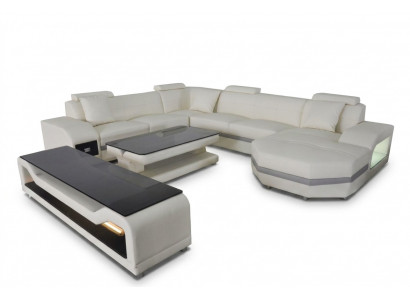 Lieder Ecksofa Eckgarnitur Eckcouch Sofa Couch Wunnlandschaft Polster Dësch USB