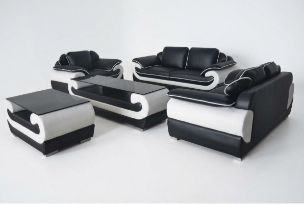 Soffagarnitur + Dësch USB 3+2+1 Sëtzer Soffa Couch Garnituren Lieder Soffen Polster