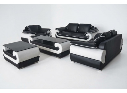 Soffagarnitur + Dësch USB 3+2+1 Sëtzer Soffa Couch Garnituren Lieder Soffen Polster