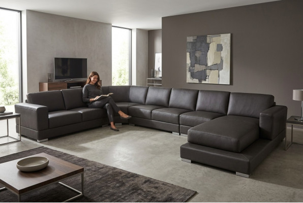 Eck Leder Modern XXL Canapé Wunnlandschaft Ledersofa Canapé U-Form USB Ecksofa Nei