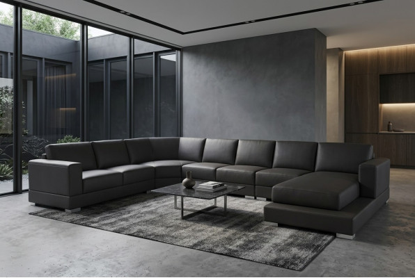 Eck Leder Modern XXL Canapé Wunnlandschaft Ledersofa Canapé U-Form USB Ecksofa Nei