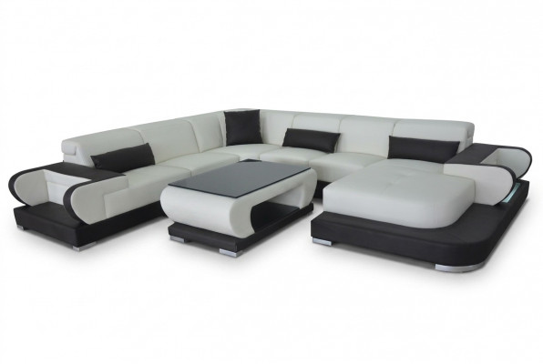 Modern Living Zëmmer Canapé Weich gepolstert Eckgarnitur Moossfäerdegung Sofa + USB