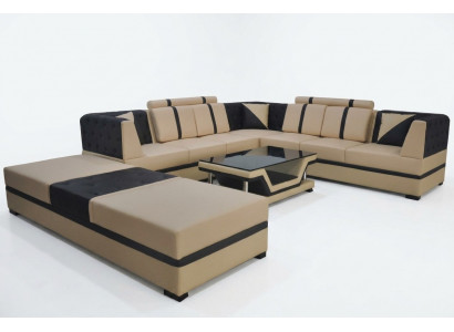 Lieder Ecksofa Couch Polstersëtz Wunnlandschaft Design Miwwel Garnitur + USB