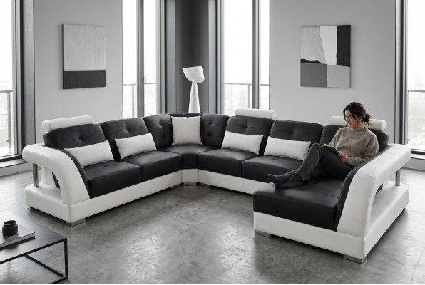 Design-Lieder-Wunnlandschaft Ecksofa Modern Couch Ecke USB Neit Schwarz Garnitur