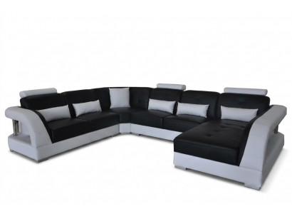 Design-Lieder-Wunnlandschaft Ecksofa Modern Couch Ecke USB Neit Schwarz Garnitur