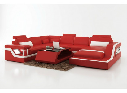 Design Lieder Wohnlandschaft Eck Sofa Modern Garnitur Canapé Eck Rout USB + LED