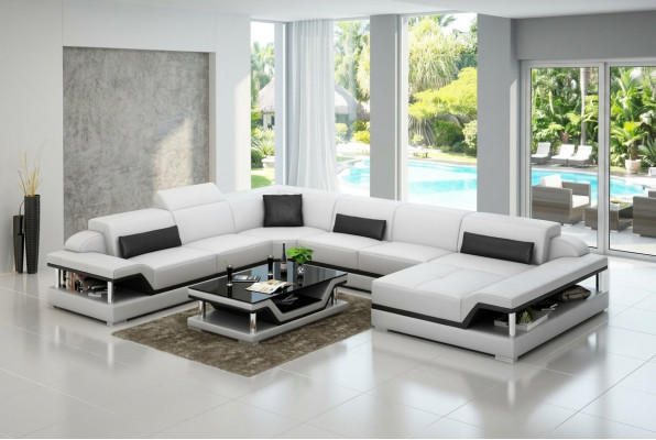 Design-Lieder Wohnlandschaft Ecksofa Modern Garnitur Couch Eck Neu Wäiss USB