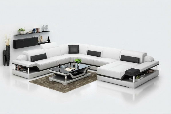 Design-Lieder Wohnlandschaft Ecksofa Modern Garnitur Couch Eck Neu Wäiss USB