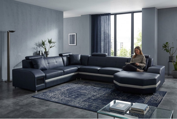 Canapé Canapé d'angle Design Gepolsterten Eckcanapé Couch Wunnlandschaft Eckgarnitur U-Form +USB