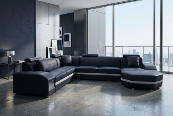 Canapé Canapé d'angle Design Gepolsterten Eckcanapé Couch Wunnlandschaft Eckgarnitur U-Form +USB