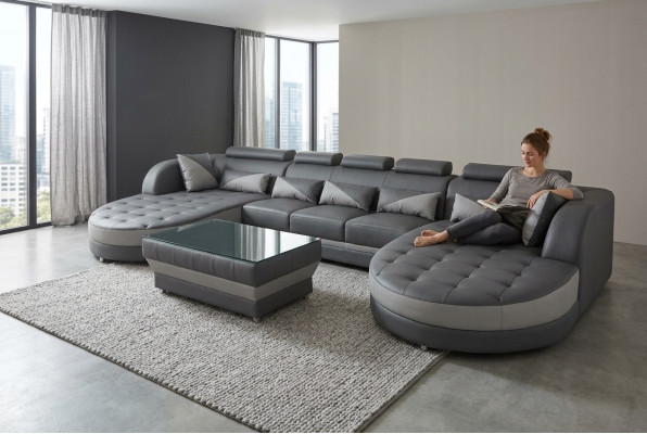 Ecksofa Design Eckgarnitur Eckcouch Sofa Couch Polster Wunnlandschaft Dësch USB