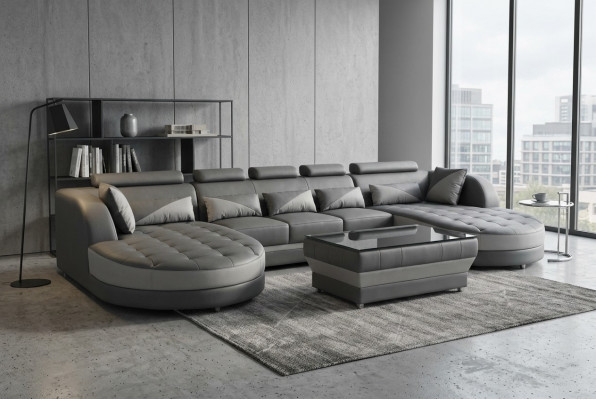 Ecksofa Design Eckgarnitur Eckcouch Sofa Couch Polster Wunnlandschaft Dësch USB