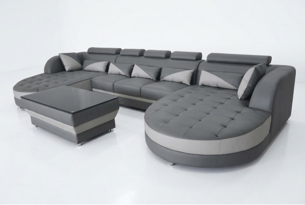 Ecksofa Design Eckgarnitur Eckcouch Sofa Couch Polster Wunnlandschaft Dësch USB