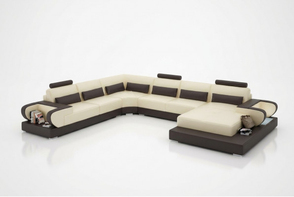 Ledercouch mat USB, Couch Wunnlandschaft Eckcouch Eck Garnitur Design Modern Couch