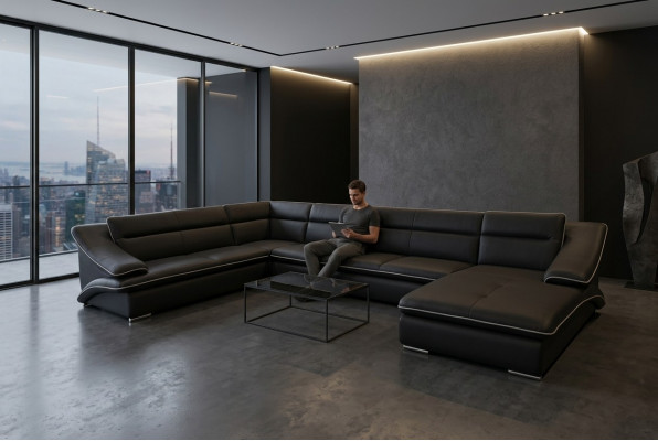 Sofa Ecksofa Design Polster Eckcouch Eckgarnitur Couch U-Form Wunnlandschaft +USB