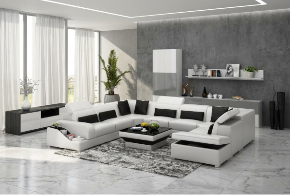 Wunnlandschaft Moderne Ecksofa Couch Polster Eckgarnitur Sofa Eck Garnitur + USB