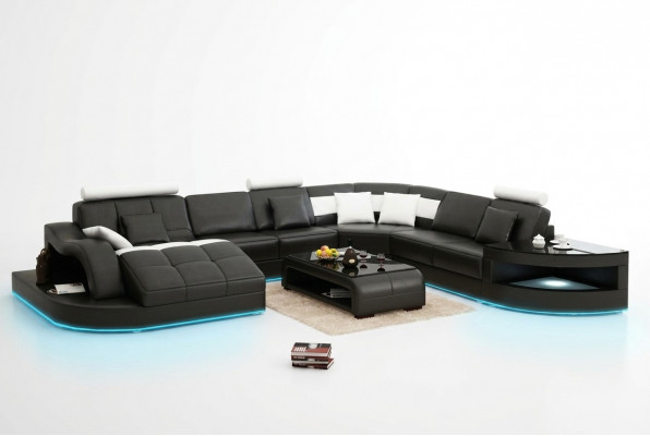 Ledersofa Canapé Wunnlandschaft Ecksofa Eck Garnitur Design Modern Neit Sofa +USB