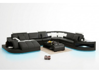 Ledersofa Canapé Wunnlandschaft Ecksofa Eck Garnitur Design Modern Neit Sofa +USB
