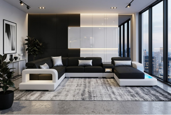 Modern Sëtz Polster Wunnlandschaft Wunnzëmmer Couch Polster Wénkel USB + Liicht