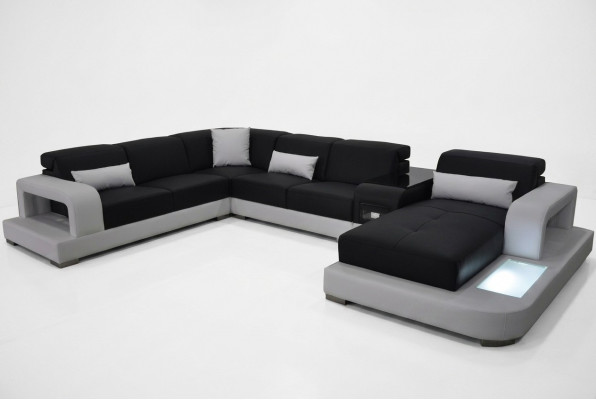 Modern Sëtz Polster Wunnlandschaft Wunnzëmmer Couch Polster Wénkel USB + Liicht