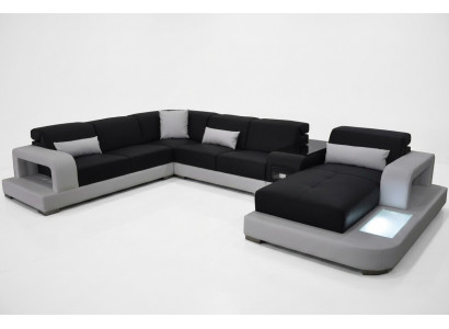 Modern Sëtz Polster Wunnlandschaft Wunnzëmmer Couch Polster Wénkel USB + Liicht