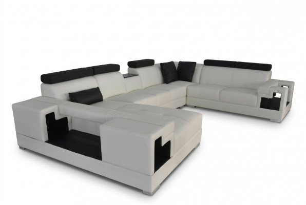 Ledercouch mat USB Eckcouch Wunnlandschaft Sofas Couchen Garnitur Design Modern