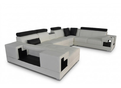 Ledercouch mat USB Eckcouch Wunnlandschaft Sofas Couchen Garnitur Design Modern