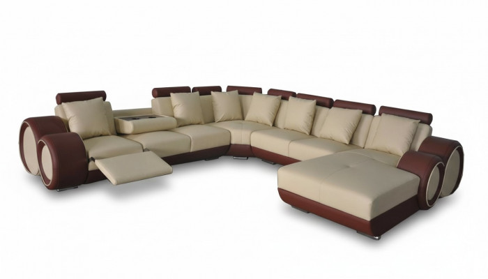 Sofa Ledersofa Ecksofa Wunnlandschaft Sofa Polster Sitzeck Eckkompositioun +USB