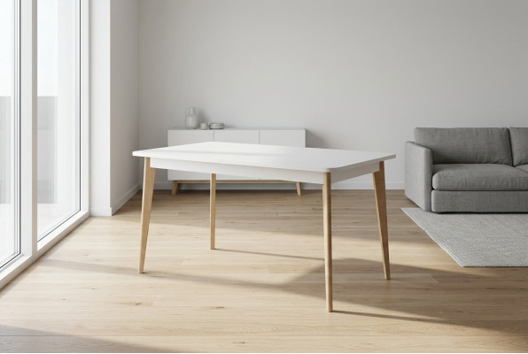 Modernes Holzdësch Iessdësch Dësch Holz Dëscher 140/180cm Iess Zëmmer Auszéibar
