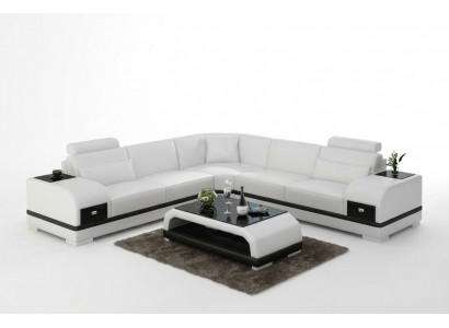 Ledersofa Couch Wunnlandschaft Ecksofa Ecke Garnitur Design Modern Sofa G8013B