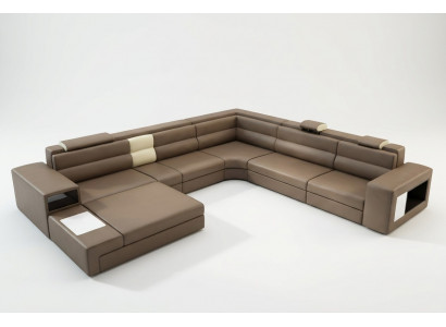Ecksofa Sofa mat USB Canapé Coussin Garnitur Design Lieder Textil Wunnlandschaft