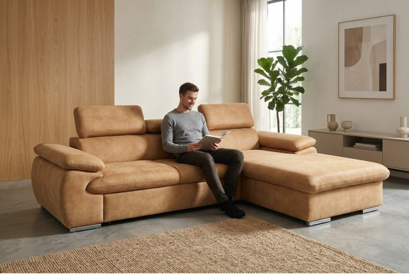 Ecksofa L-Form Schlofstull Ecksofa Eckcouch Bettkësch Sofa Wunnlandschaft Nei