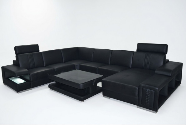 Ecksofa Design Polster Eckgarnitur Eckcouch Sofa Wunnlandschaft Couch Dësch USB