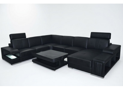 Ecksofa Design Polster Eckgarnitur Eckcouch Sofa Wunnlandschaft Couch Dësch USB