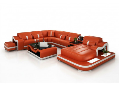 Ledersofa mat USB Couch Wunnlandschaft Ecksofa Eck Garnitur Design Modern Sofa