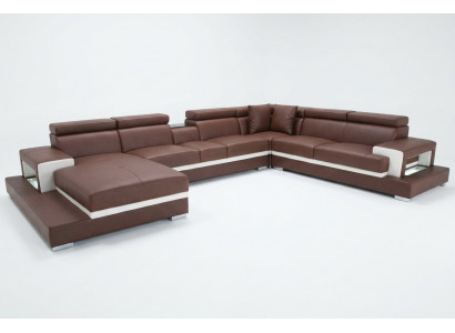 Design Liederpolster Sëtz Zëmmer Wunn Sofa Eck Couch mat USB Designer Garnitur