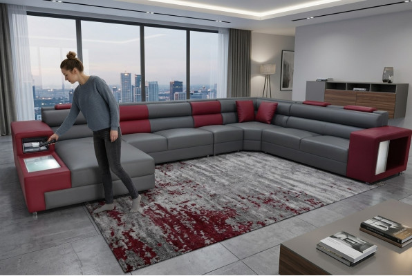 Extra grouss Familljensofa Couch Modern Wunnlandschaft Party Couchen Lieder +USB