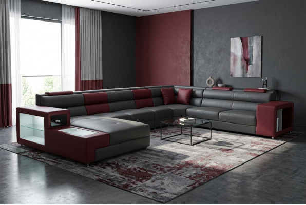 Extra grouss Familljensofa Couch Modern Wunnlandschaft Party Couchen Lieder +USB