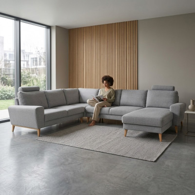 Ecksofa U-Form Schloffunktion Wunnlandschaft Sofa Canapéen Canapéen Eckcanapé