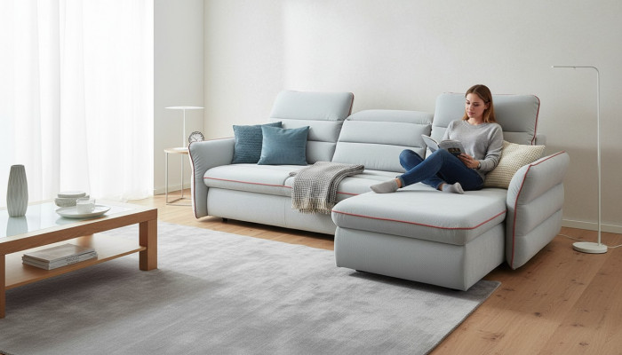 Design Ecksofa Couch Wunnlandschaft Textil Polster Sofas Lieder Multifunktion
