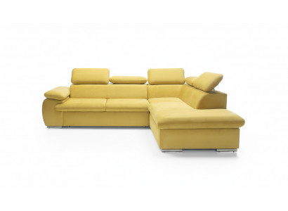 Design Ecksofa L-Form Sofa Couch Polster Schloofsofa Textil Bettfunktioun Schloof